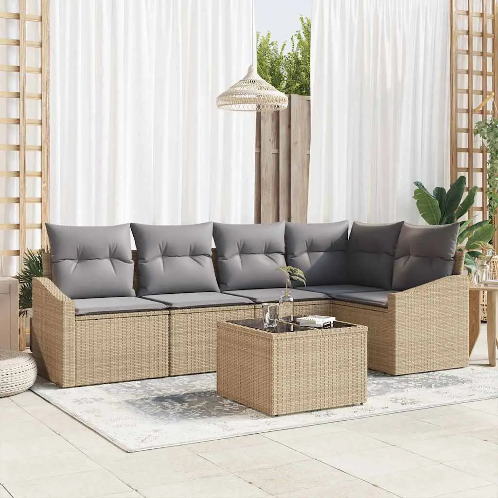 Ensemble de Canapés avec coussin 6 pcs Beige polyrotin vidaXL 3346730