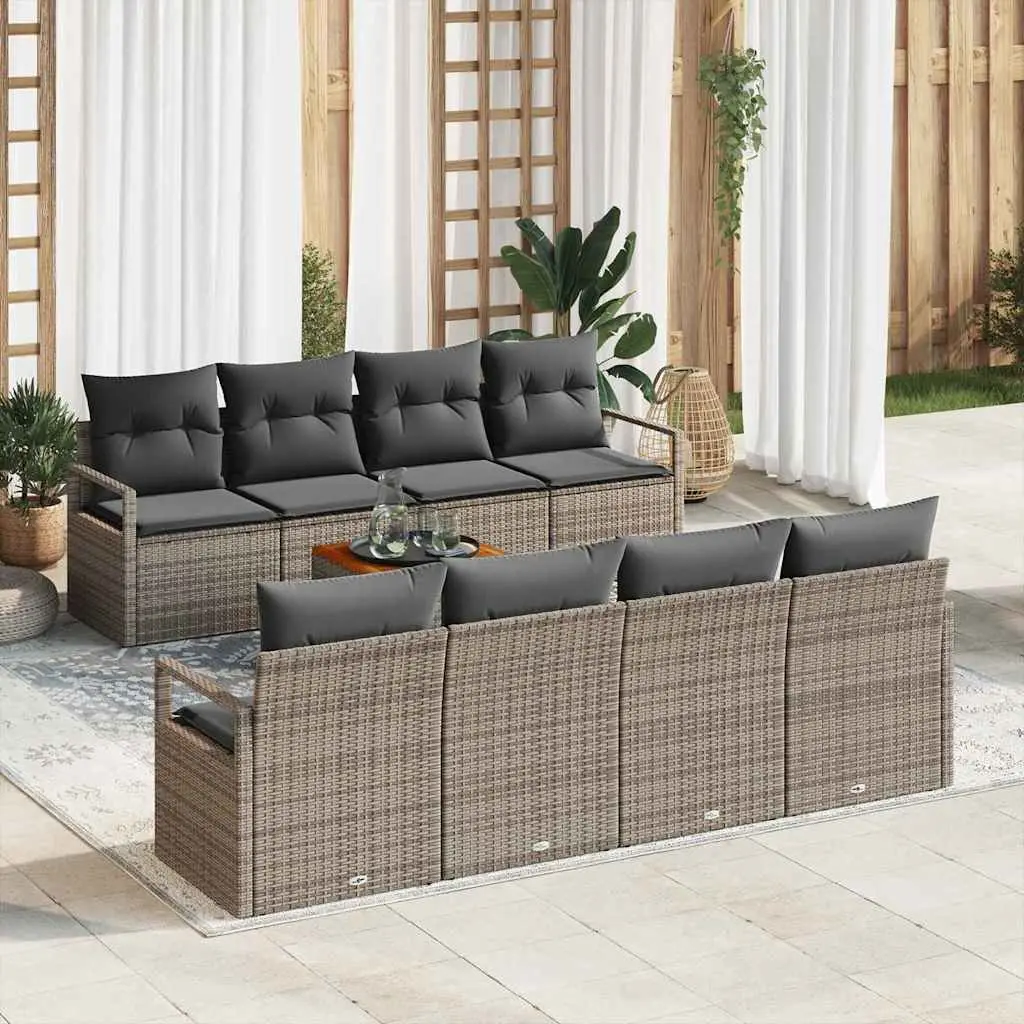 Ensemble de jardin familial 8 places polyrotin modulable avec coffres de rangement et table basse Gris – ComfortXL Outdoor Living