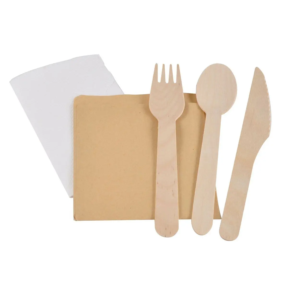 Ensemble Couverts en Bois «Kraft» 16cm Naturel