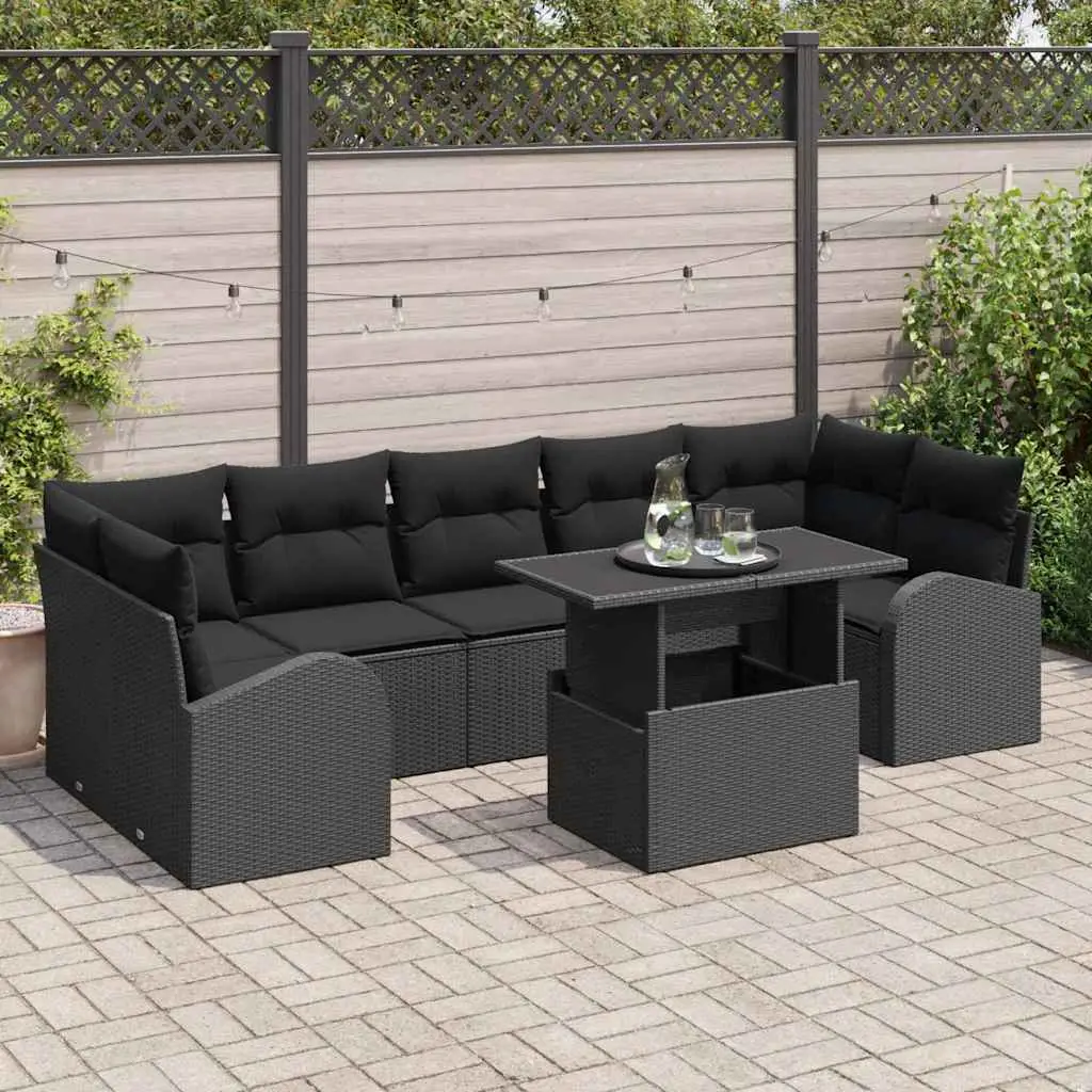Ensemble canapés d’extérieur 7 places en poly rotin modulable pour terrasse et jardin noir – ComfortXL Outdoor Living