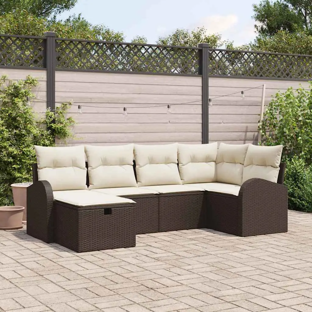 Ensemble Complet 7 pcs Poly Rotin Marron avec Table et Fauteuils Rangement pour Patio Confortable – ComfortXL Outdoor Living