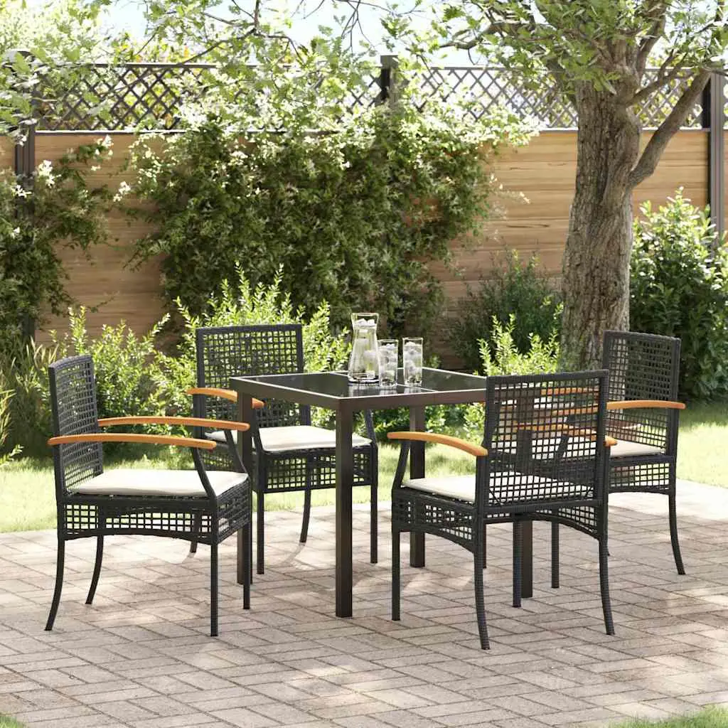 Ensemble de salle à manger pour jardin 5 pcs Noir Rotin vidaXL 3380814