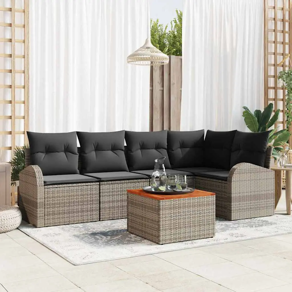 Ensemble de canapé de jardin avec stockage 6 pcs Gris polyrotin vidaXL 3356249