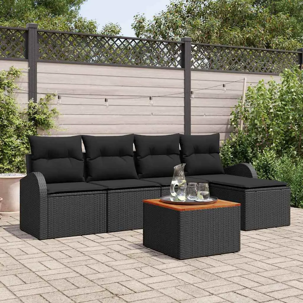 Ensemble de canapé de jardin avec stockage 6 pcs Noir polyrotin vidaXL 3356238