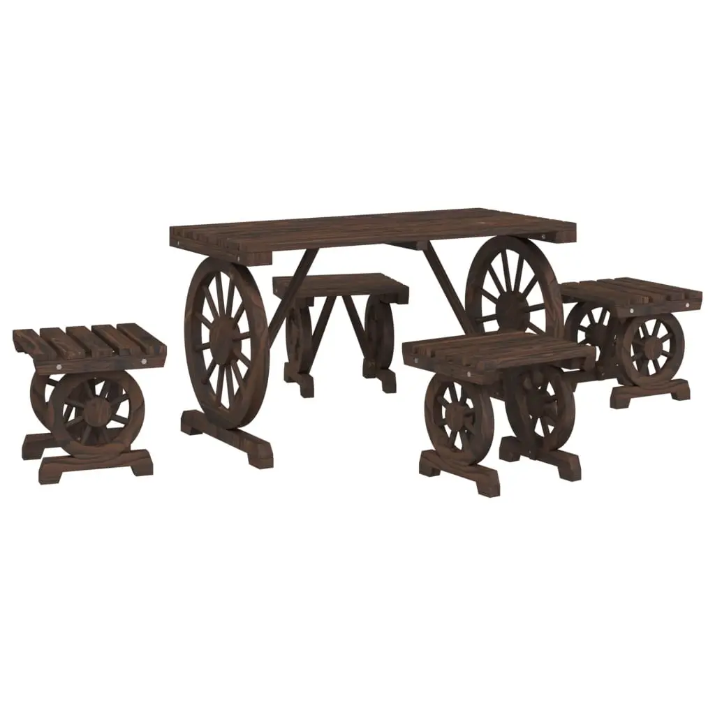 Ensemble de 5 pcs table de jardin avec chaises – mobilier de jardin bois de sapin massif