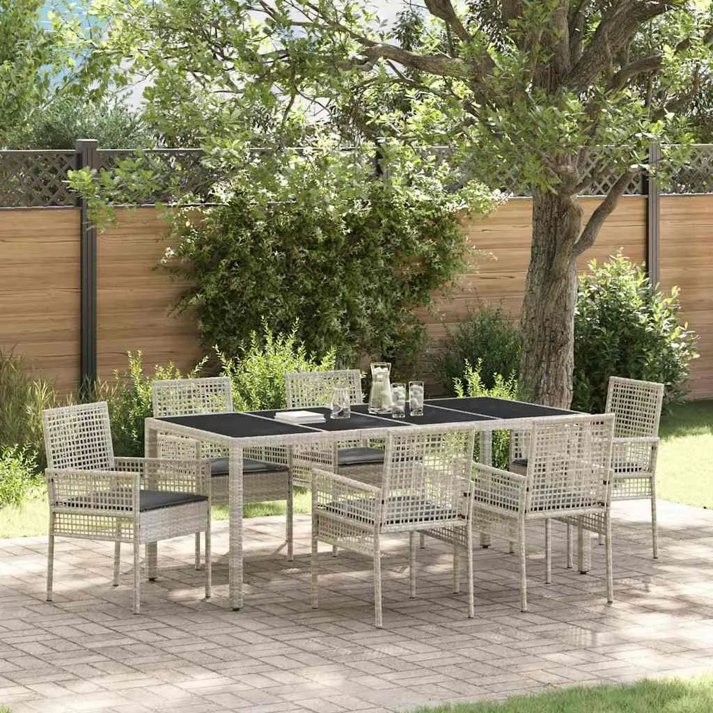 Ensemble de salle à manger pour jardin 7 pcs Gris clair vidaXL 3334899