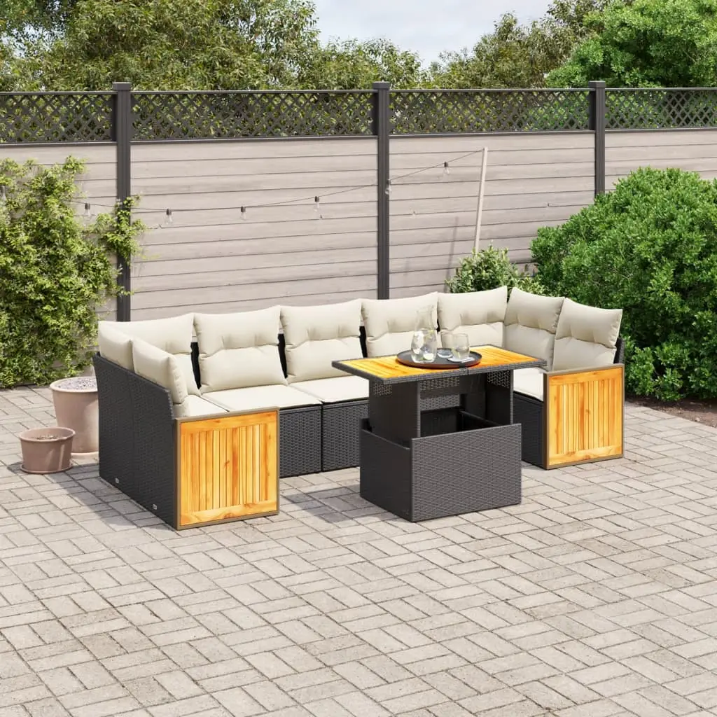 Ensemble de jardin 7 places en résine tressée avec table à hauteur variable Noir – ComfortXL Outdoor Living