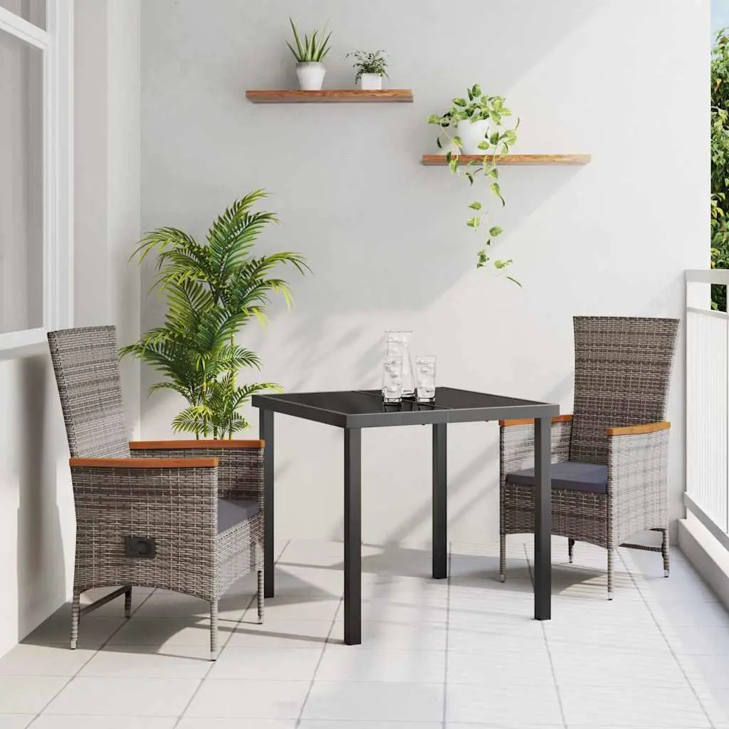 Ensemble de Jardin Inclinable 3 Pièces 2 Places en Rotin Synthétique et Acier Gris – ComfortXL Outdoor Living