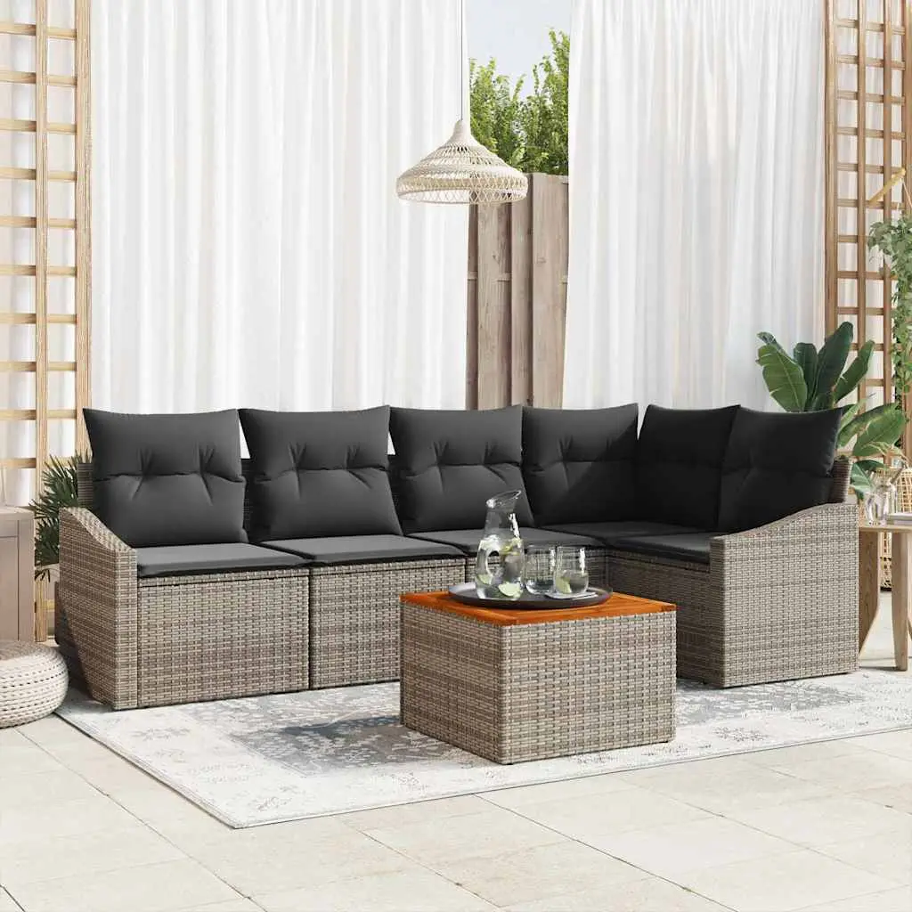 Ensemble de canapé de jardin avec stockage 6 pcs Gris polyrotin vidaXL 3356501