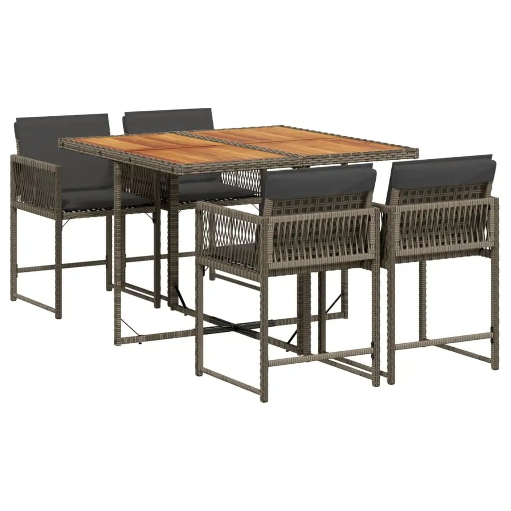 Ensemble de 5 pcs table de jardin avec chaises – mobilier de jardin avec coussins Gris-JU3073