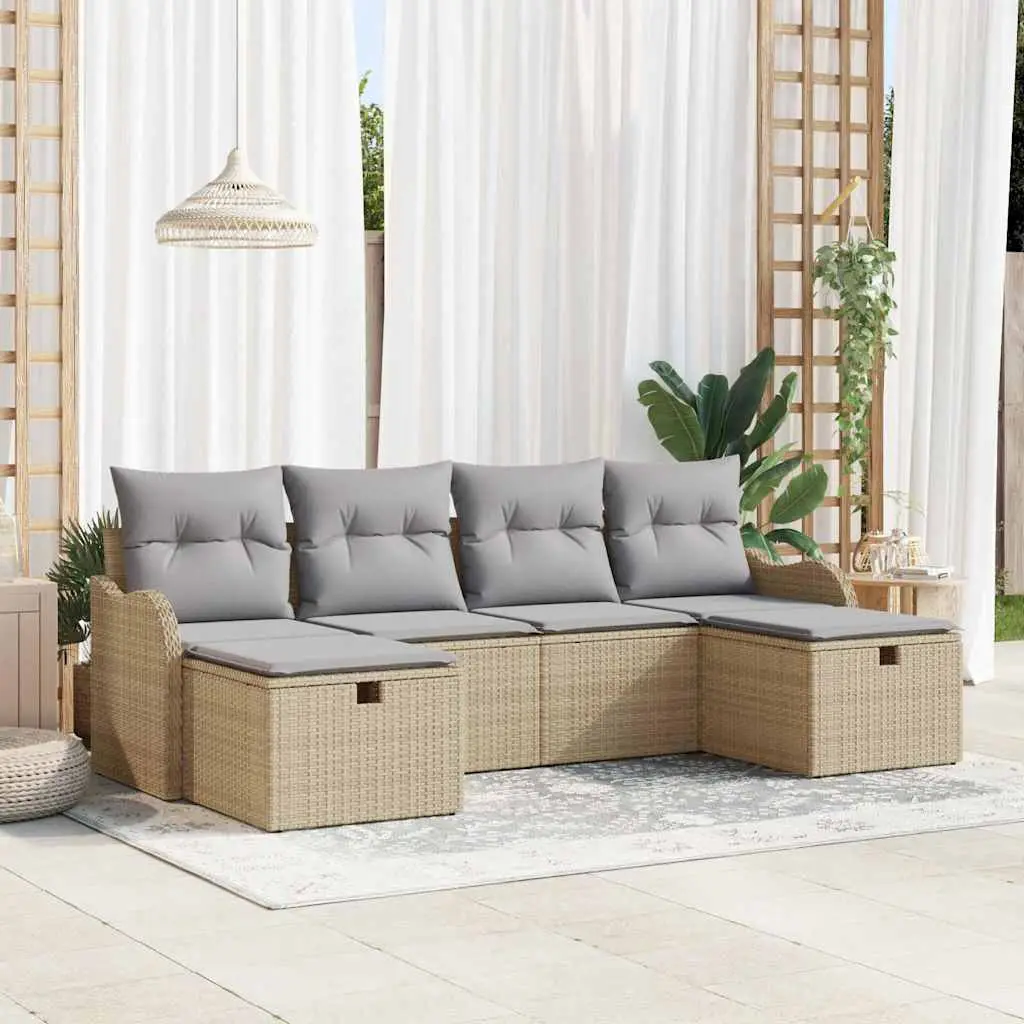 Ensemble de Canapés 6 pcs Beige et Gris clair polyrotin vidaXL 3359019 beige et gris clair