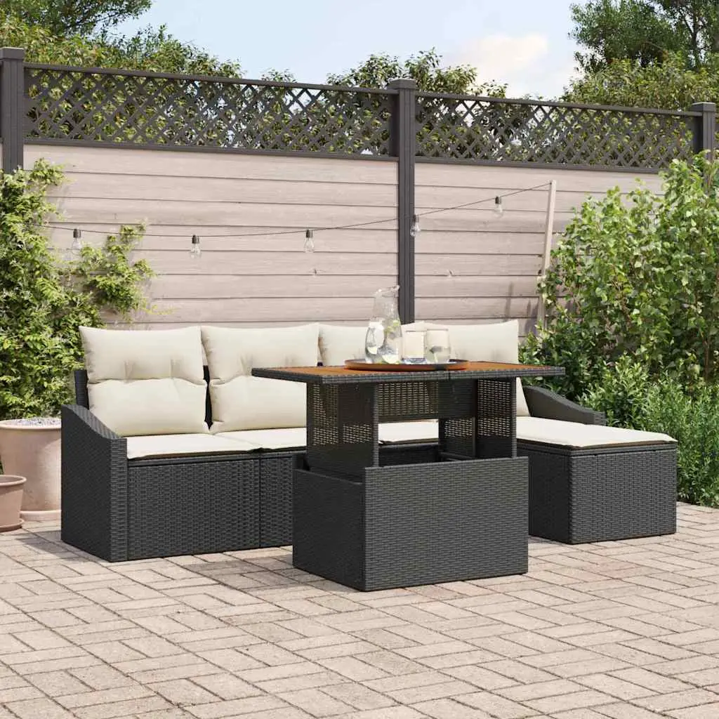Ensemble de salle à manger pour jardin 6 pcs Noir et Crème vidaXL 3349823 Noir et crème
