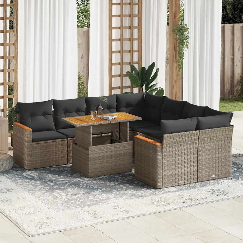 Ensemble de Jardin d’Angle 8 Places en Résine Tressée Grise avec Coffre de Rangement pour Grande Terrasse – ComfortXL Outdoor Living