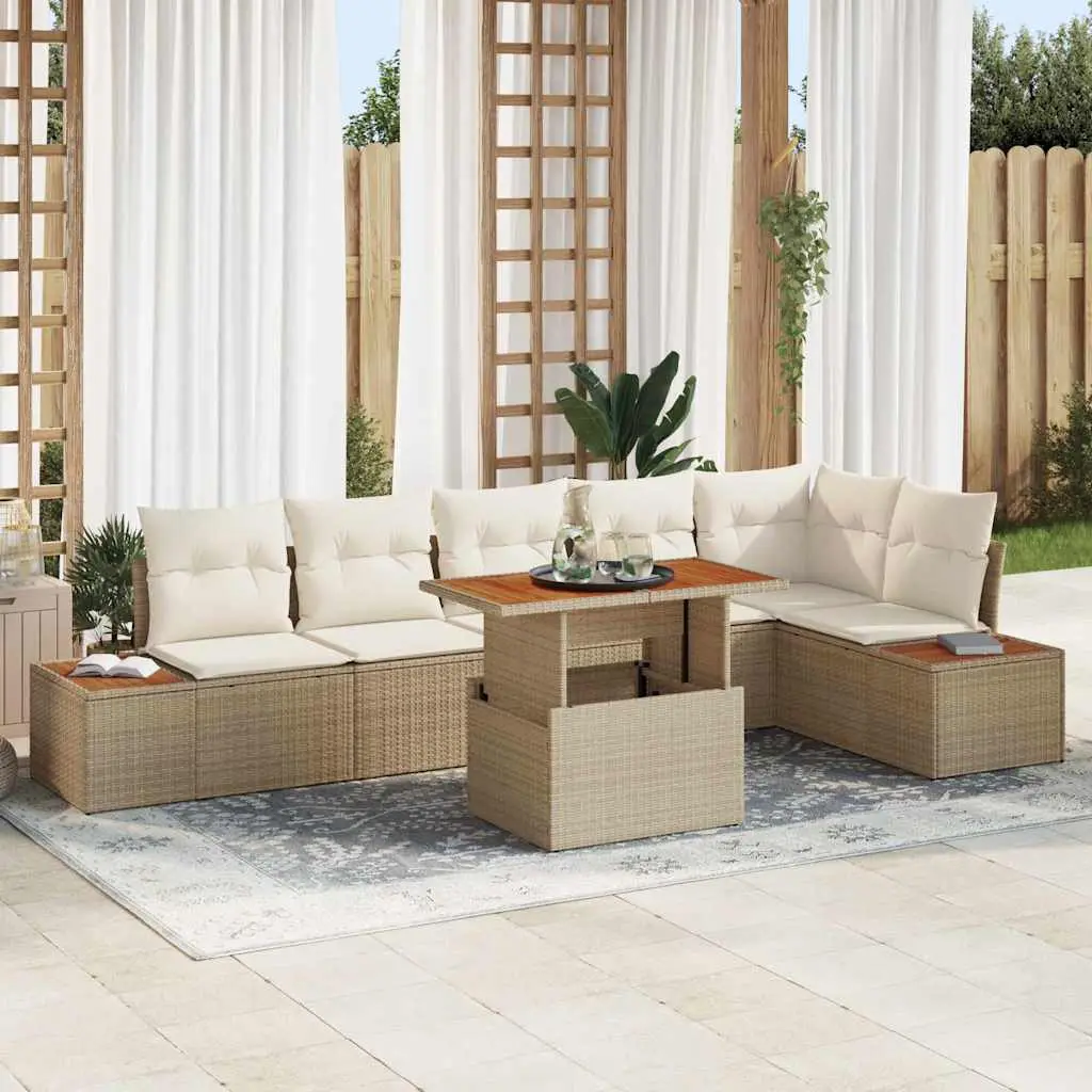 Ensemble de salle à manger pour jardin 7 pcs Beige et crème vidaXL 3350078 beige et crème