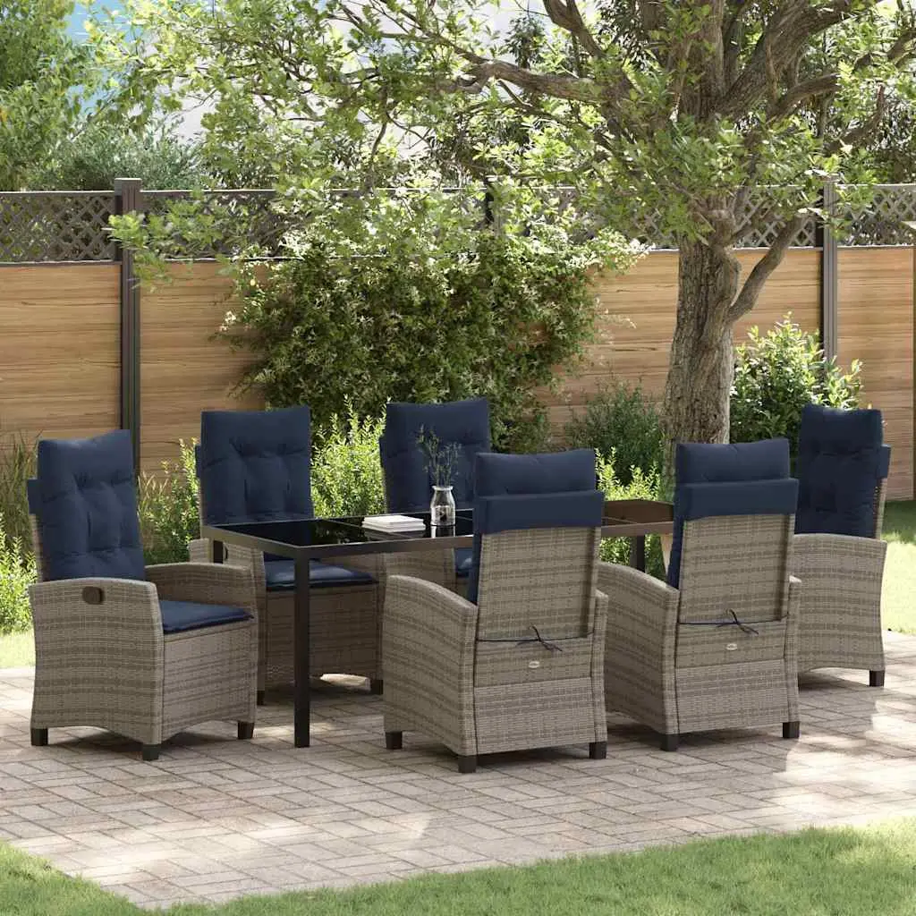 Ensemble de salle à manger pour jardin 7 pcs Gris polyrotin vidaXL 3380468