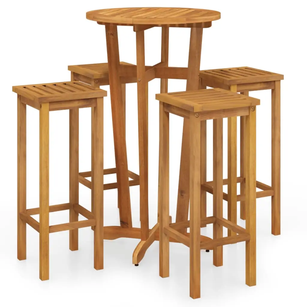Ensemble de 5 pcs bar de jardin – Mobilier d’extérieur – Mobilier de jardin bois d’acacia solide-JU2285