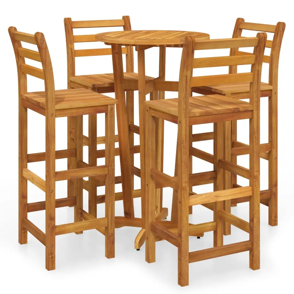 Ensemble de 5 pcs bar de jardin – Mobilier d’extérieur – Mobilier de jardin bois d’acacia solide-JU2244