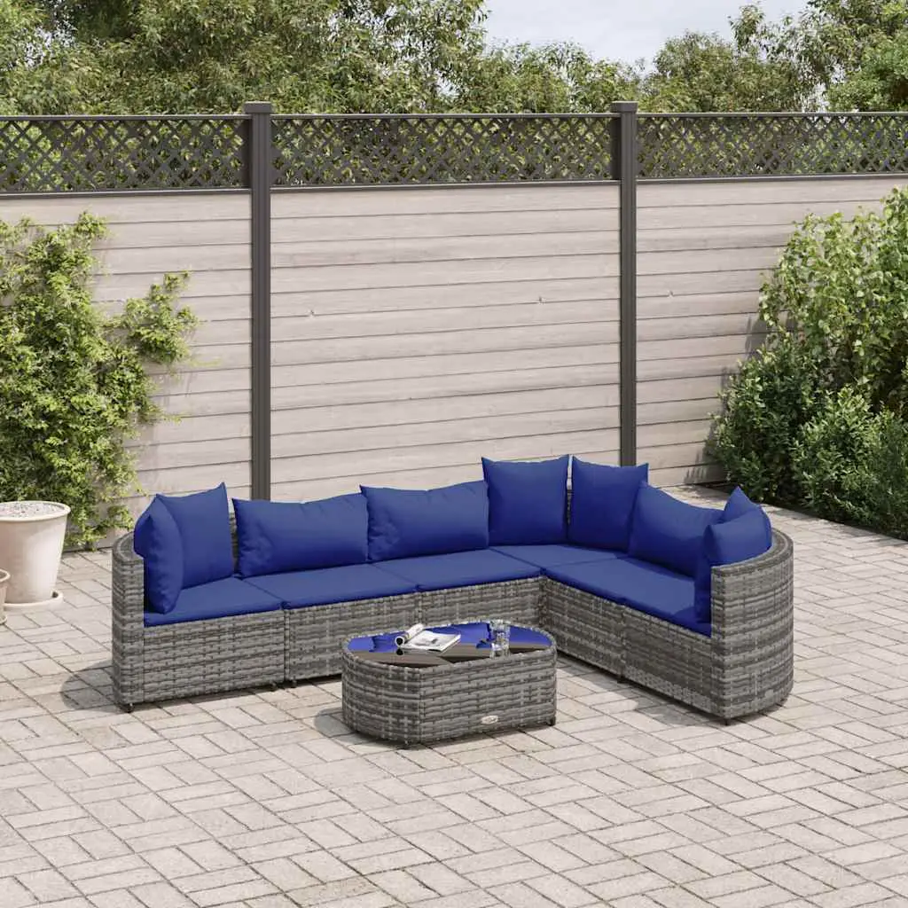 Ensemble de jardin 7 pcs modulable résine tressée et acier pour terrasse Gris – ComfortXL Outdoor Living
