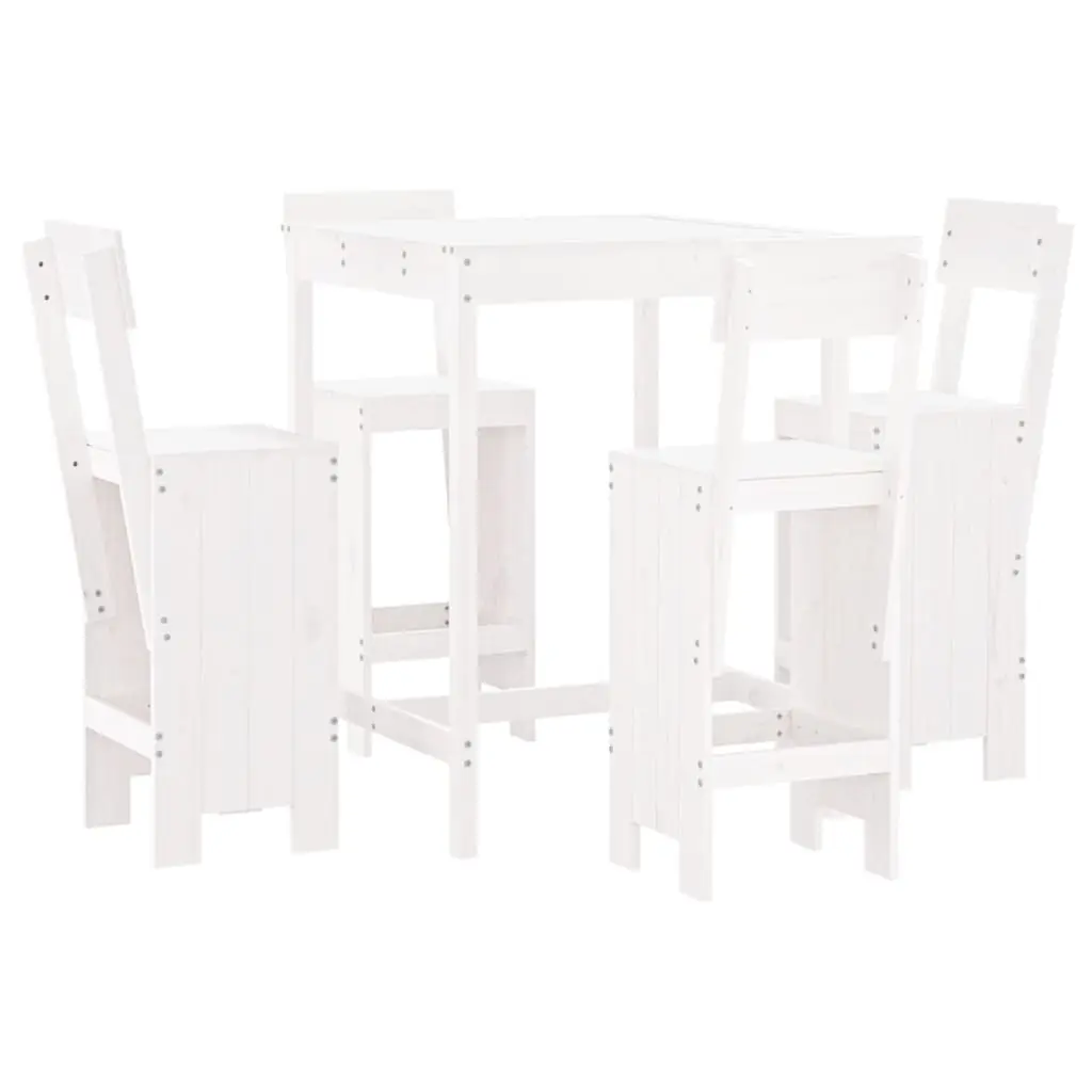 Ensemble de 5 pcs bar de jardin – Mobilier d’extérieur – Mobilier de jardin blanc bois massif de pin-JU2213