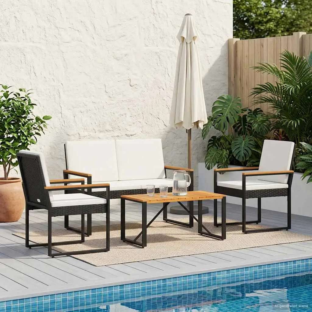 Ensemble de meubles d’extérieur 4 pcs Noir et blanc crème vidaXL 42025325