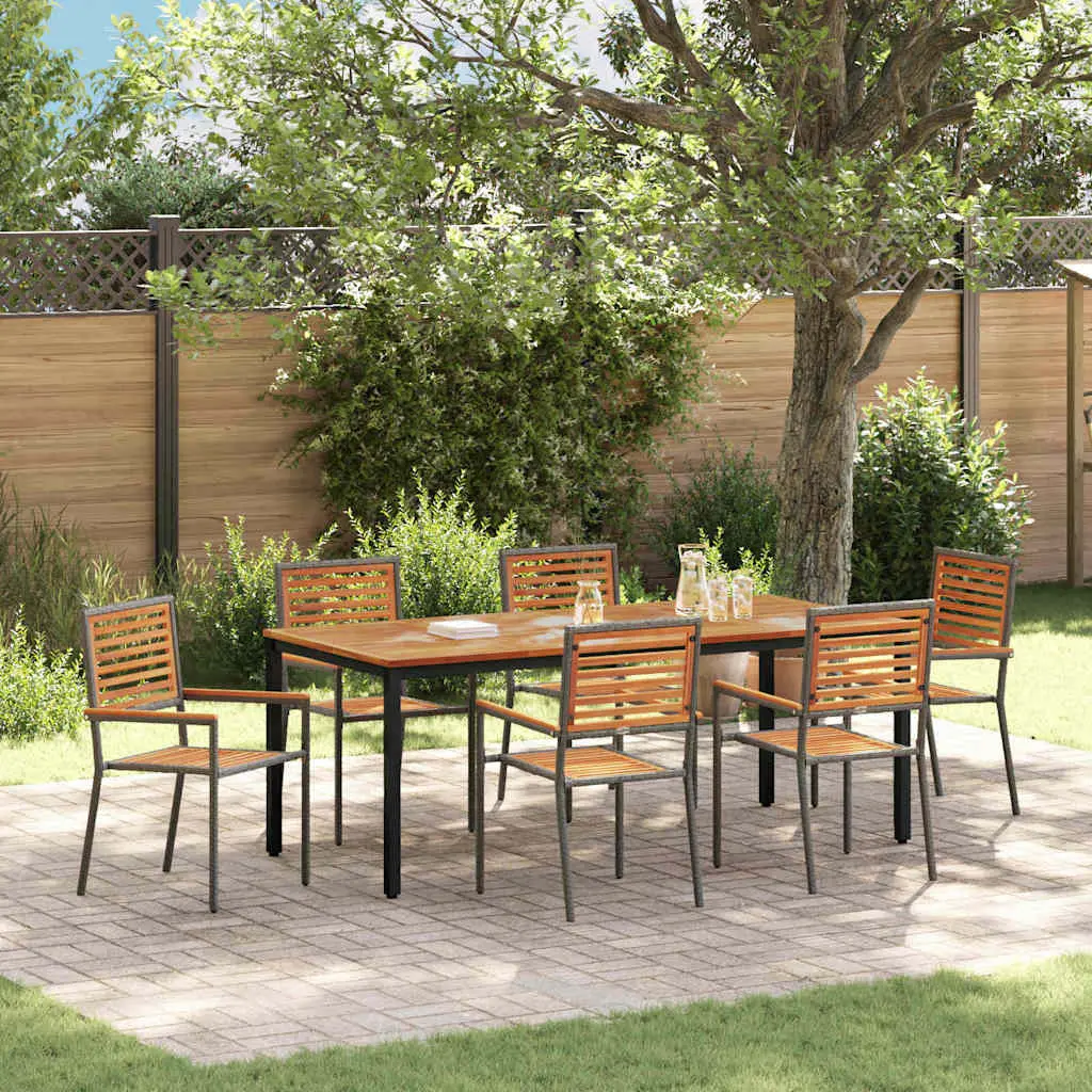 Ensemble de salle à manger pour jardin 7 pcs Gris et marron vidaXL 3365506