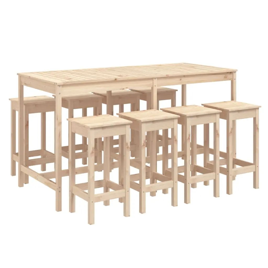 Ensemble de bar de jardin 9 pièces bois de pin massif