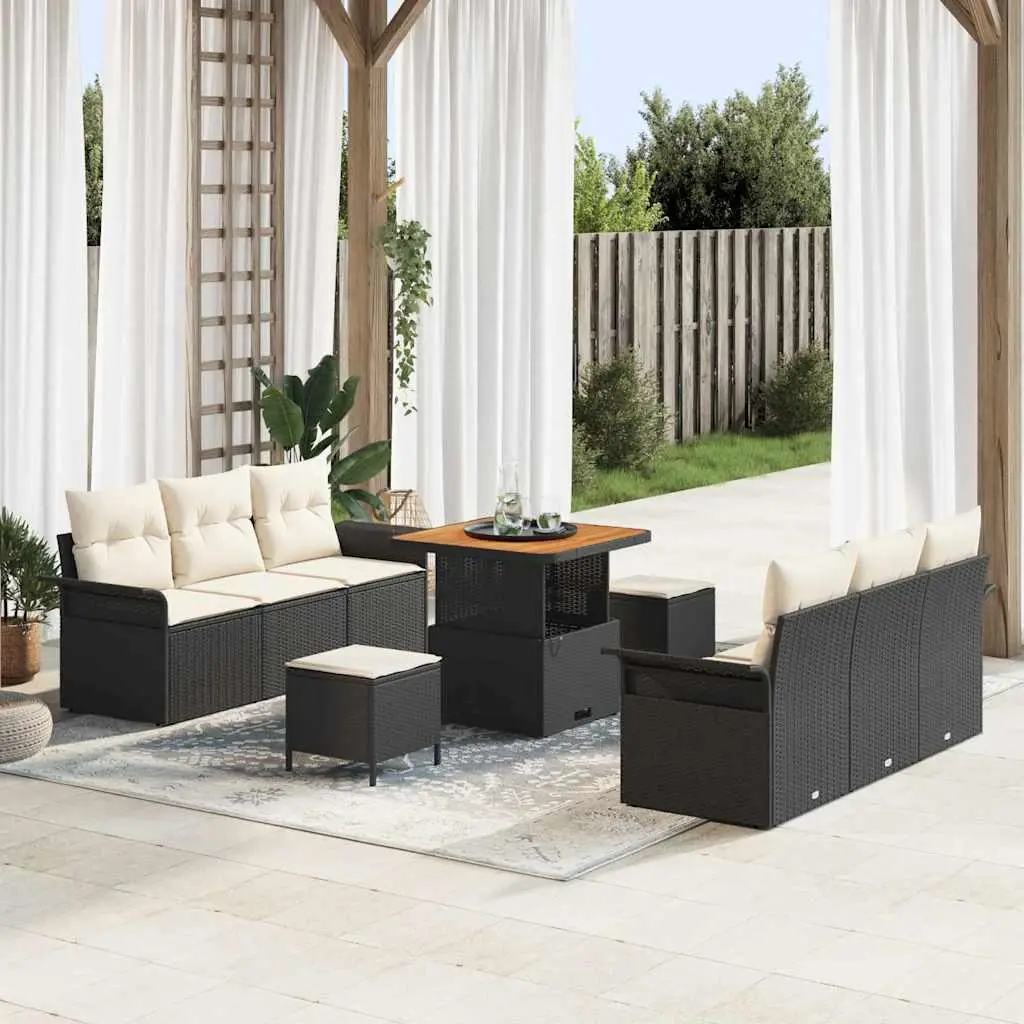Ensemble canapé de jardin 8 places en polyrotin tressé modulable Noir – ComfortXL Outdoor Living