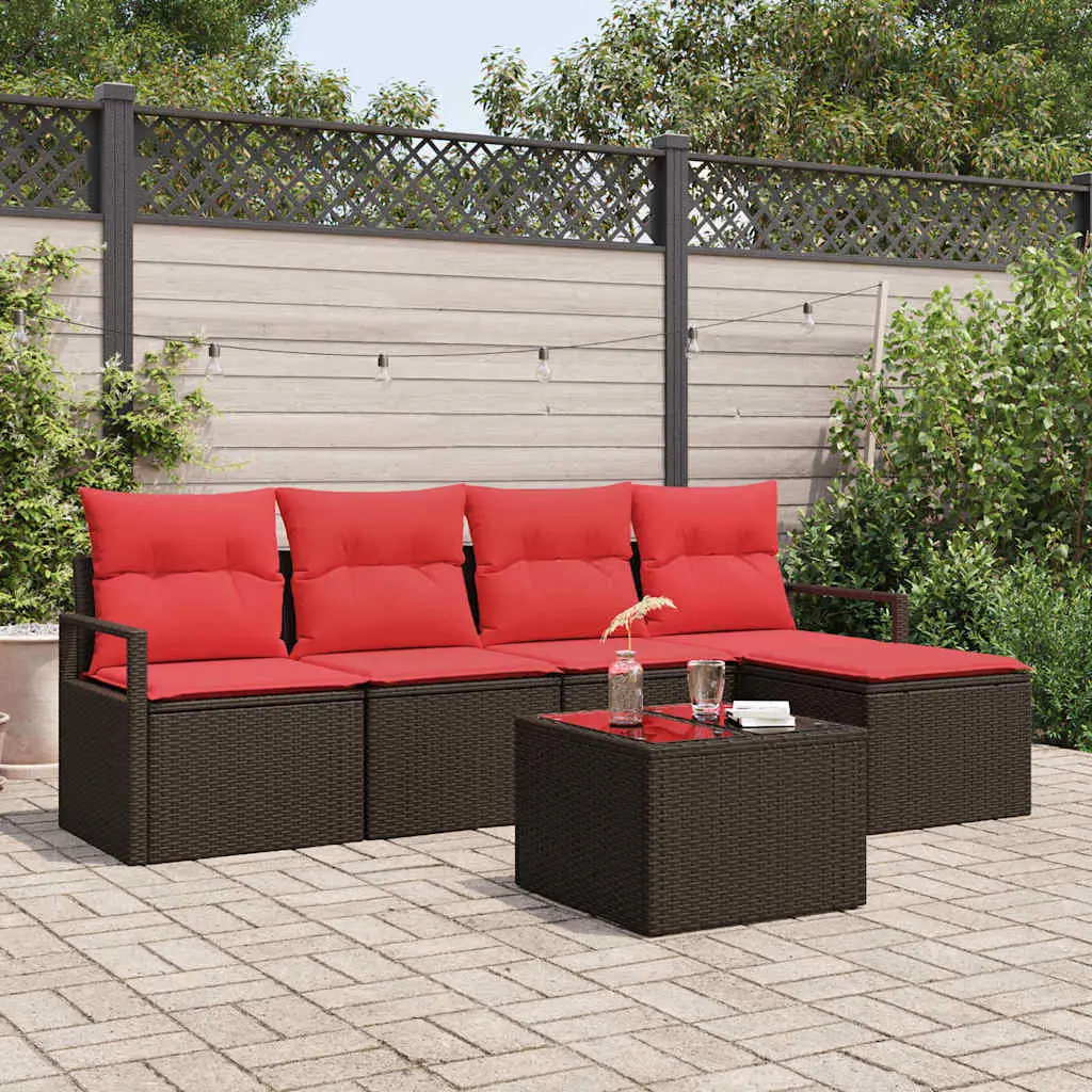 Ensemble de Canapés avec coussin 6 pcs Marron polyrotin vidaXL 3346354
