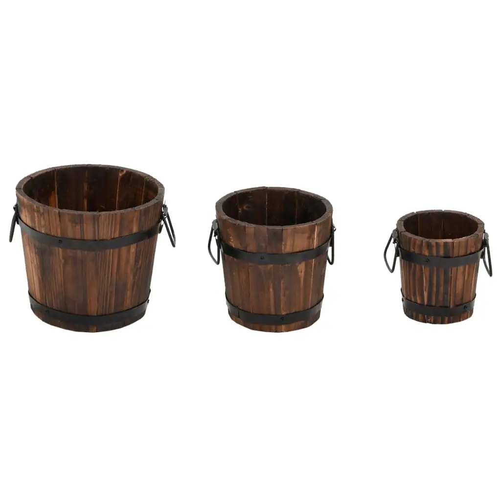 Ensemble de Jardinière | Pot de fleurs | Cache-pot | Bac à fleurs godet 3 pcs bois massif de sapin
