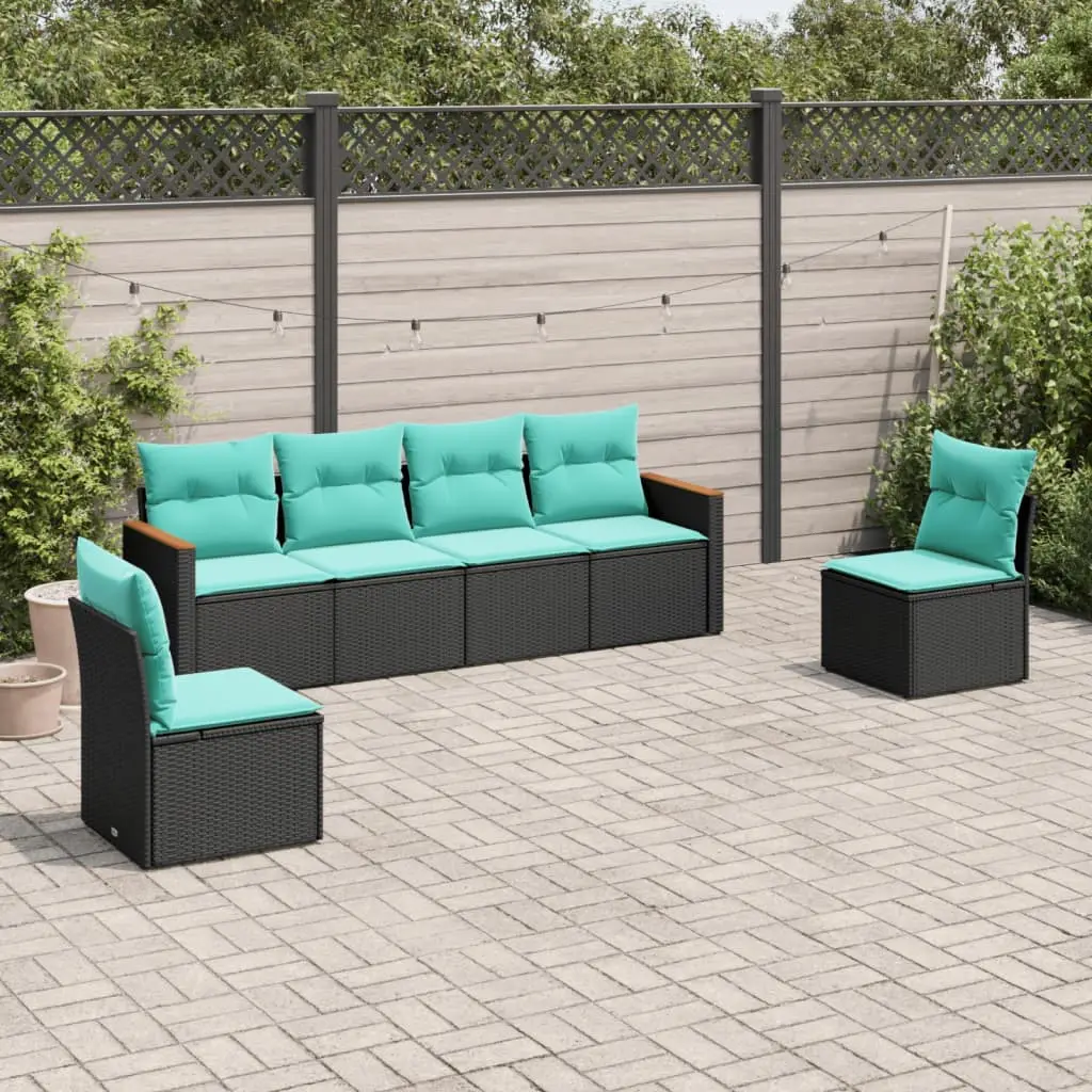 Ensemble canapé modulable 6 pcs résine tressée avec rangement pour balcon Noir – ComfortXL Outdoor Living