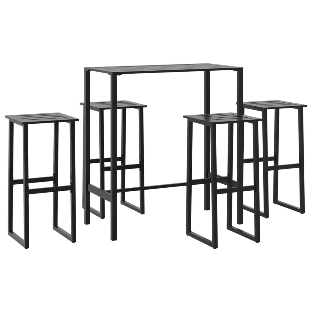 Ensemble de 5 pcs bar de jardin – Mobilier d’extérieur – Mobilier de jardin noir acier enduit de poudre-JU1851