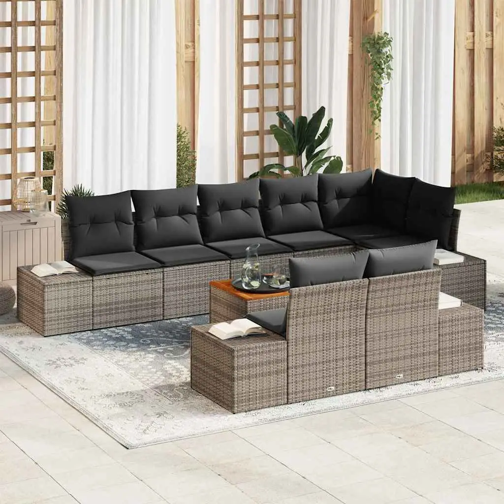 Ensemble de canapé de jardin avec stockage 9 pcs Gris vidaXL 3356641