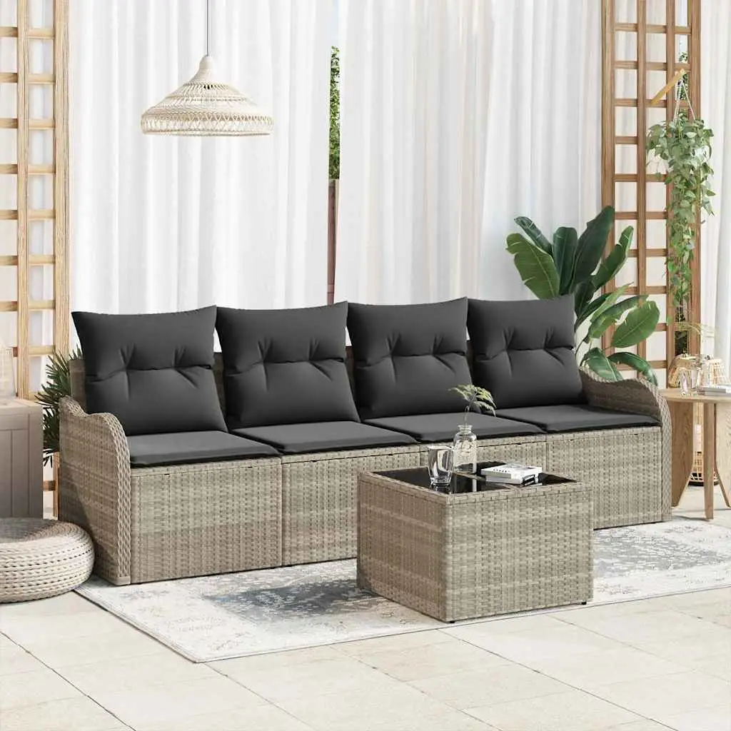 Ensemble de canapé de jardin Gris clair polyrotin vidaXL 3345572