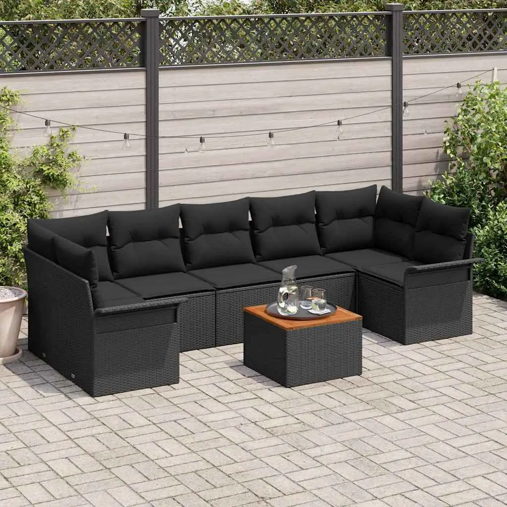 Ensemble de canapé de jardin avec stockage 8 pcs Noir polyrotin vidaXL 3355965