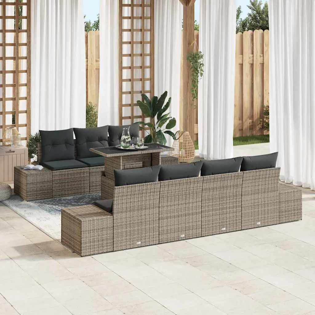 Ensemble de Canapés avec coussin 8 pcs Gris polyrotin vidaXL 3349125