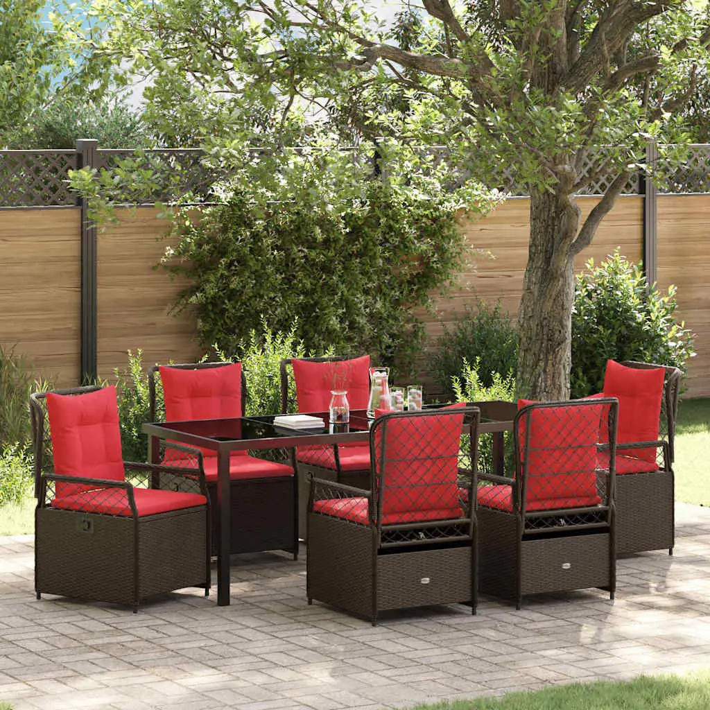 Ensemble de salle à manger pour jardin 7 pcs Marron polyrotin vidaXL 3381049