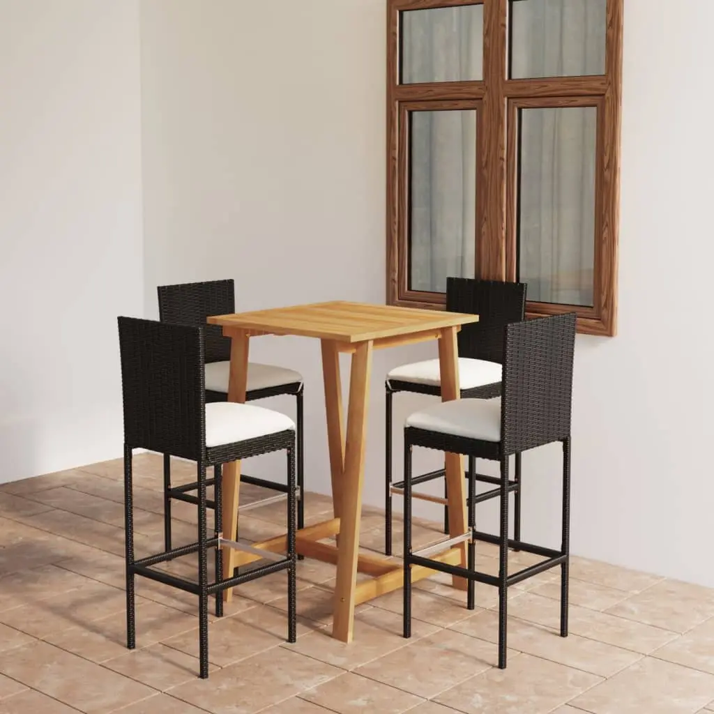 Ensemble de bar de jardin avec coussins 5 pcs Noir vidaXL 3067944