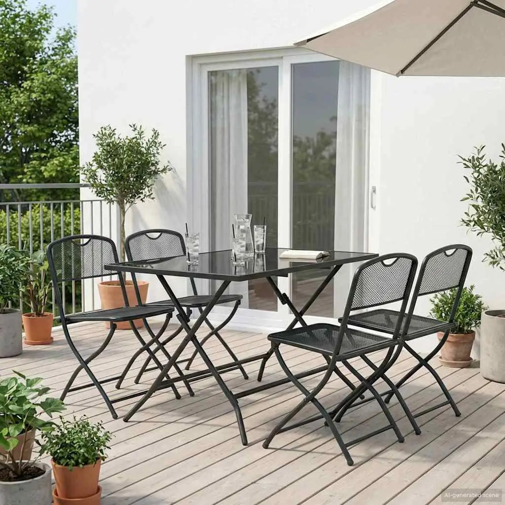 Ensemble de meubles d’extérieur 5 pcs Anthracite Fer et Acier vidaXL 3422893