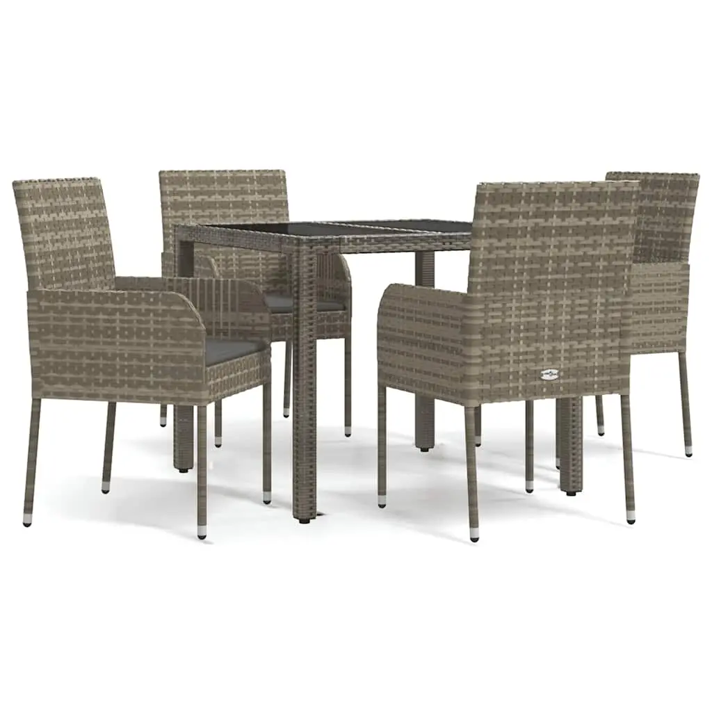 Ensemble de 5 pcs table de jardin avec chaises – mobilier de jardin coussins gris résine tressée-JU2560