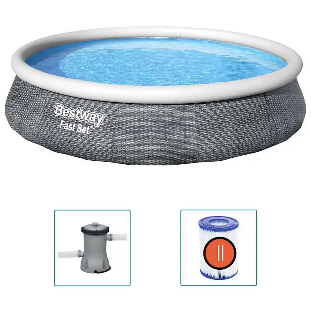 Ensemble de piscine – piscine hors sol gonflable Fast Set avec pompe 396×84 cm PC426