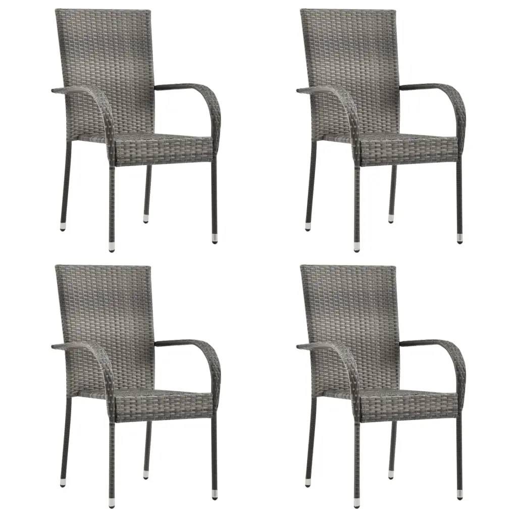 Ensemble de 5 pcs table de jardin avec chaises – mobilier de jardin Gris-JU2967