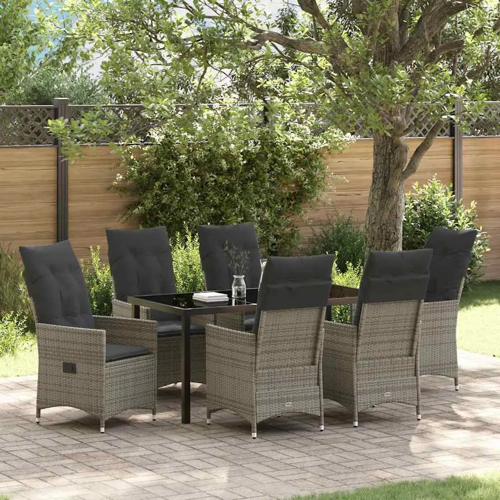 Ensemble de salle à manger pour jardin 7 pcs Gris polyrotin vidaXL 3379552
