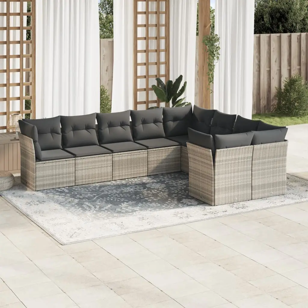 Ensemble canapés de jardin 9 places en polyrotin modulable pour grande famille Gris Clair Foncé – ComfortXL Outdoor Living