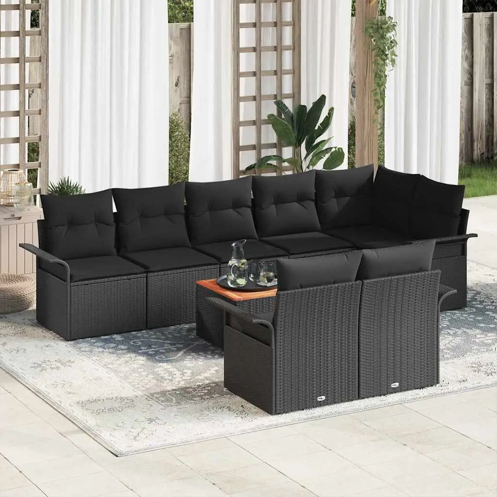 Ensemble de canapé de jardin avec stockage 9 pcs Noir polyrotin vidaXL 3356014