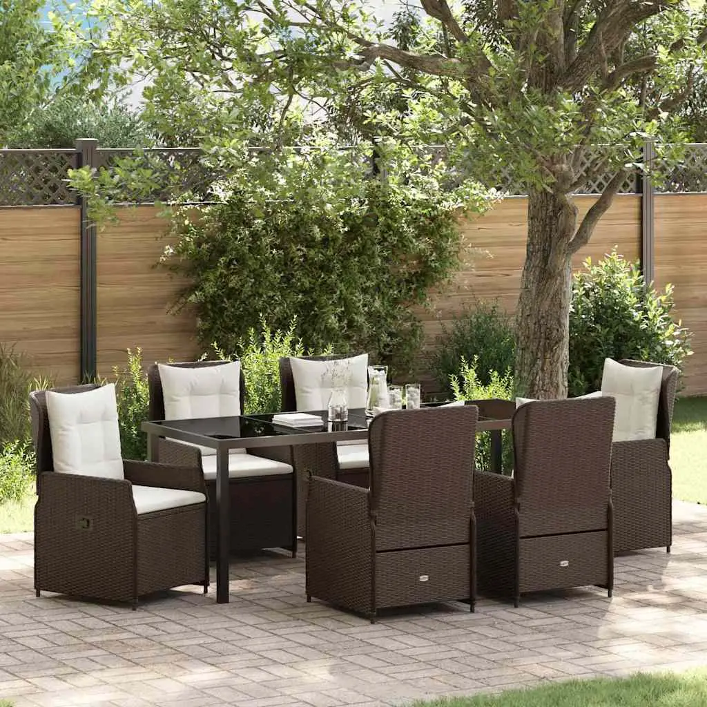 Ensemble de salle à manger pour jardin 7 pcs Marron polyrotin vidaXL 3380951