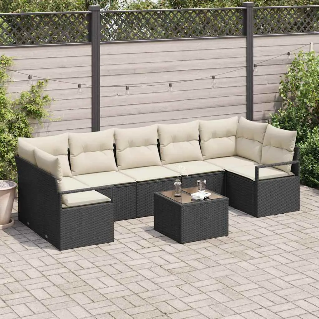Ensemble Canapé Modulable 8 pcs Polyrotin Noir et Crème avec Rangements Intégrés Chic – ComfortXL Outdoor Living