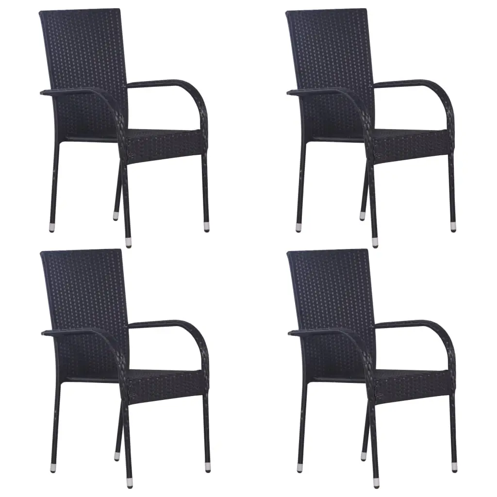 Ensemble de 5 pcs table de jardin avec chaises – mobilier de jardin Noir-JU3020