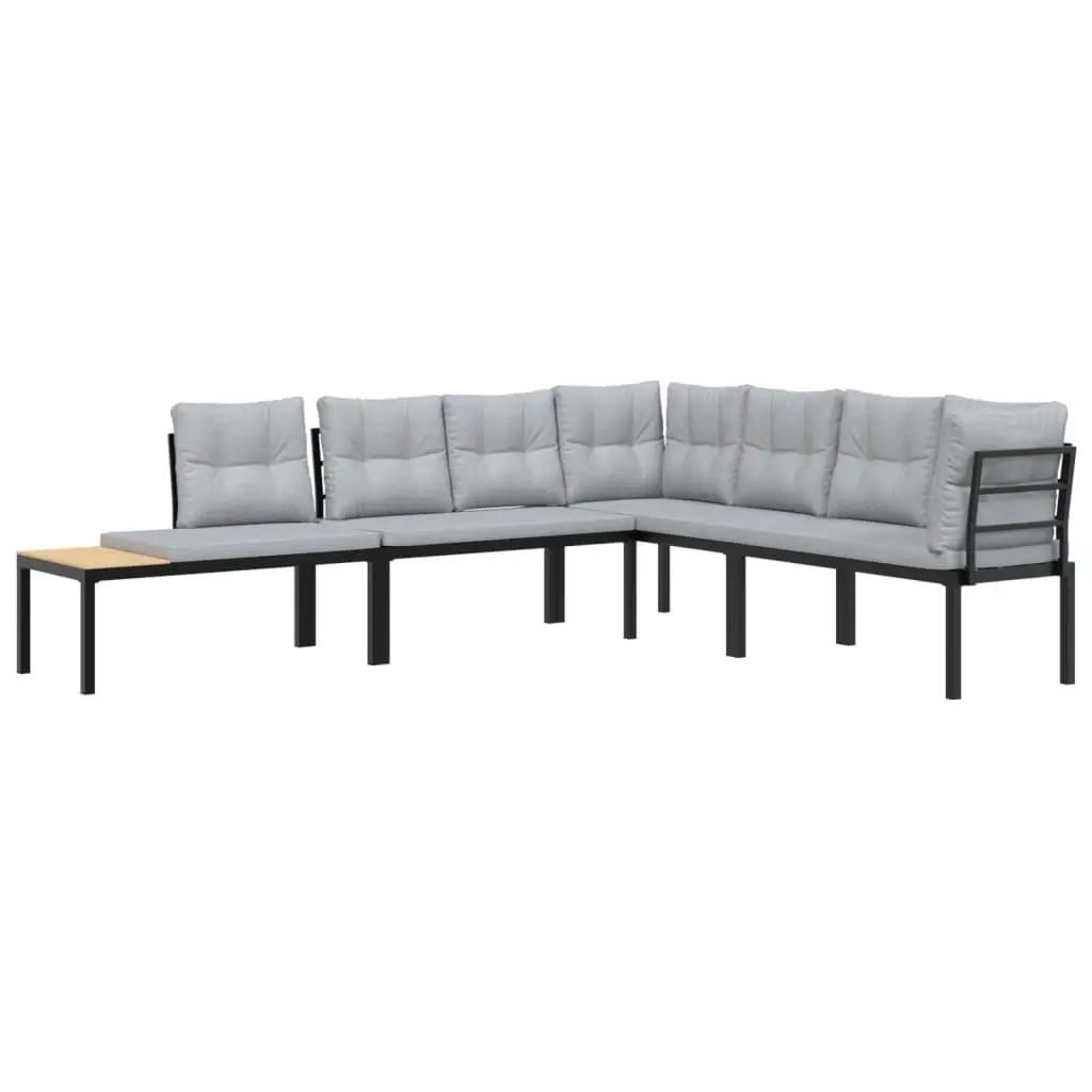 Ensemble de 4 pcs banc de jardin avec coussins – Banc d’extérieur – Banquette noir-JU11361