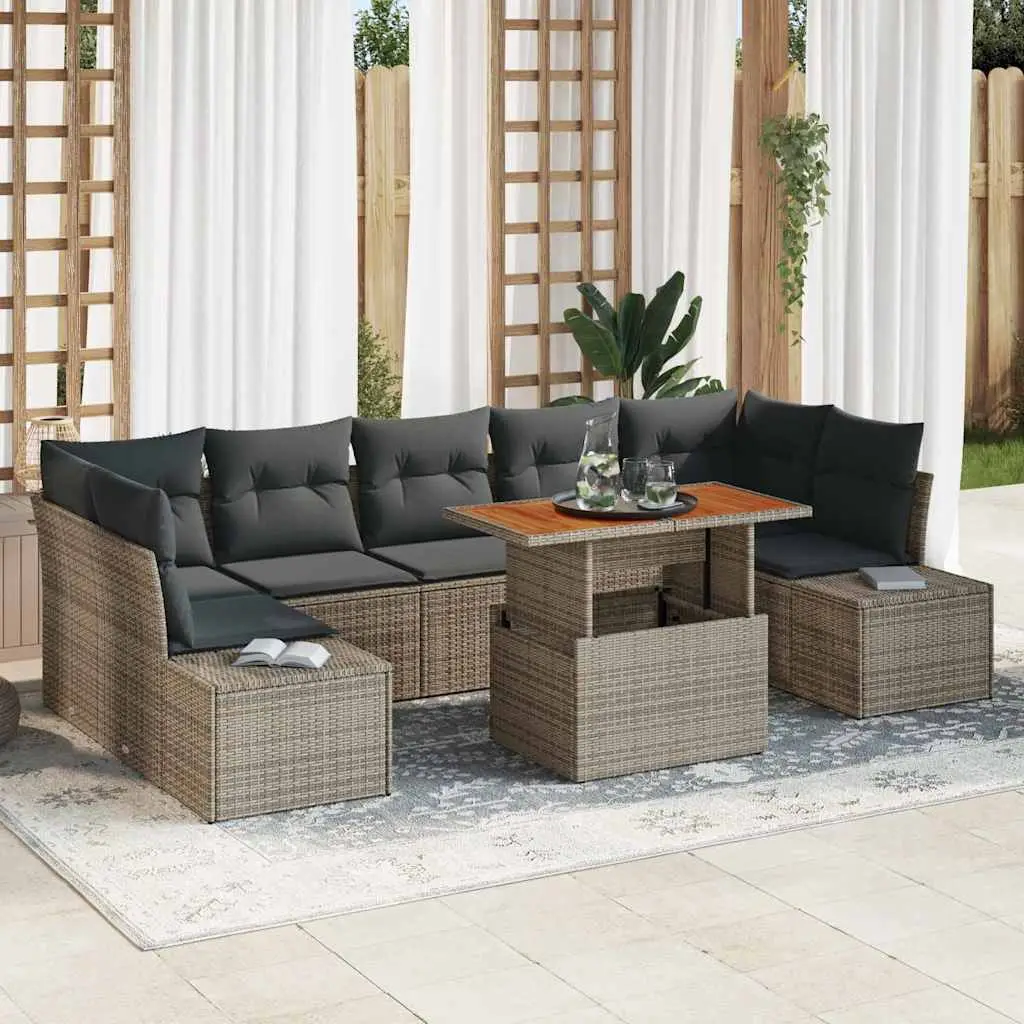 Ensemble canapé extérieur 8 pièces modulable en résine tressée pour 7 amis Gris – ComfortXL Outdoor Living