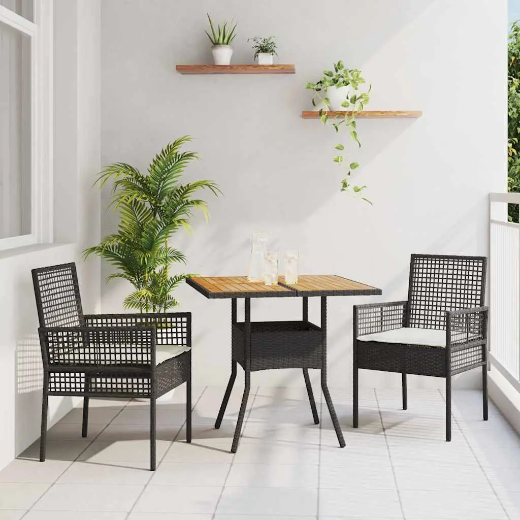 Ensemble de repas bistrot 2 personnes en polyrotin pour jardin et terrasse Noir – ComfortXL Outdoor Living